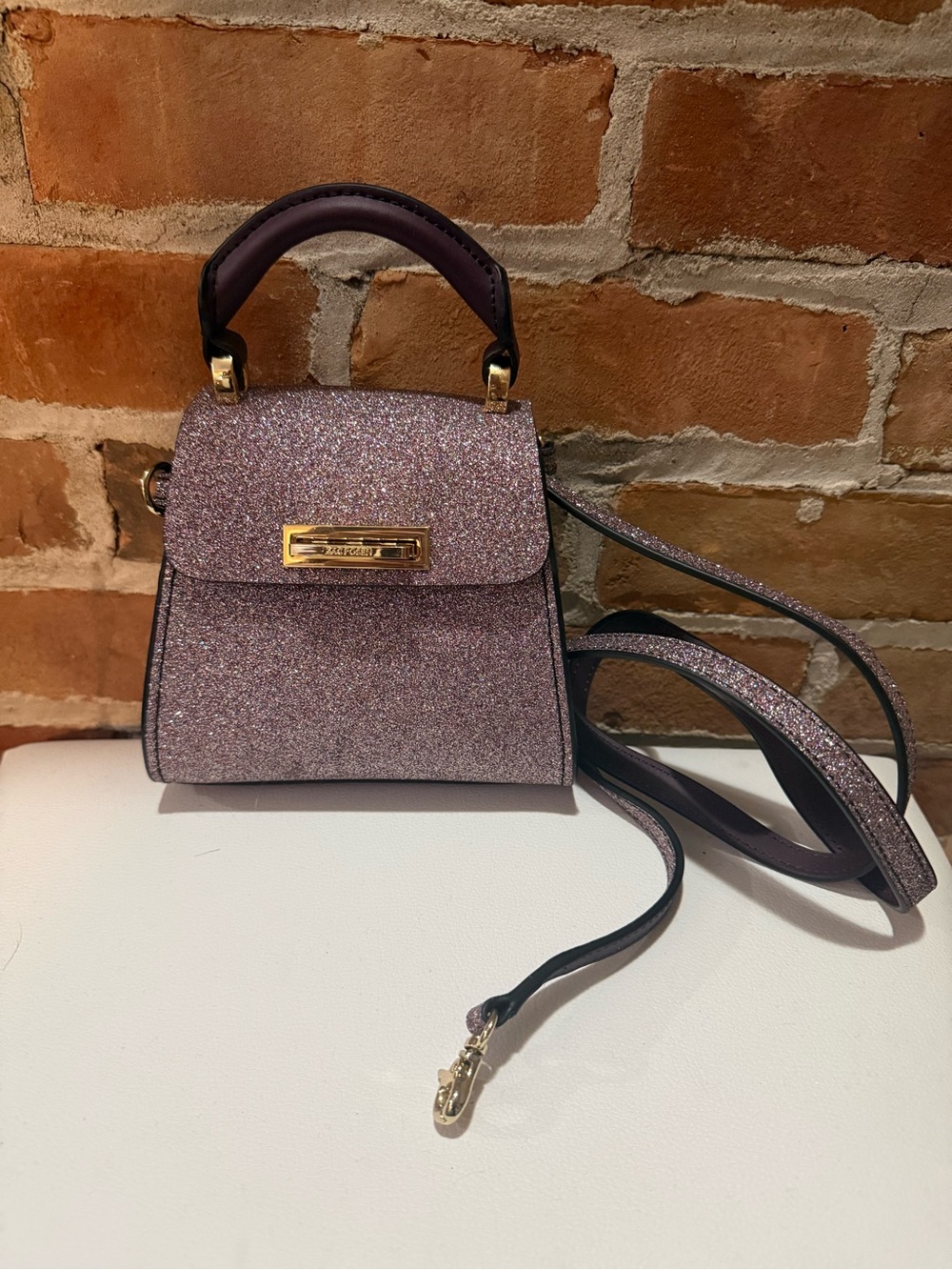 ZAC Zac Posen Glitter Mini Top-Handle Bag in Lilac